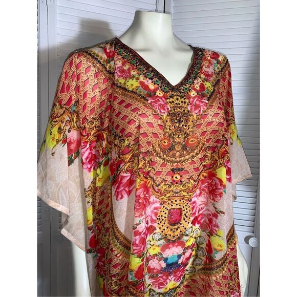 Sigris Semi Sheer Kaftan Swim Cover Free Size - Picture 2 of 12